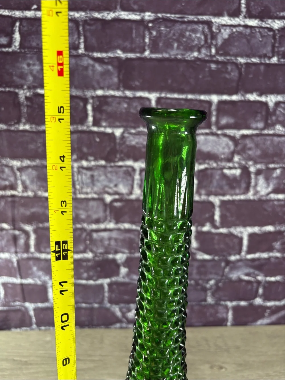 Vintage Green Diamond Glass Genie Bottle